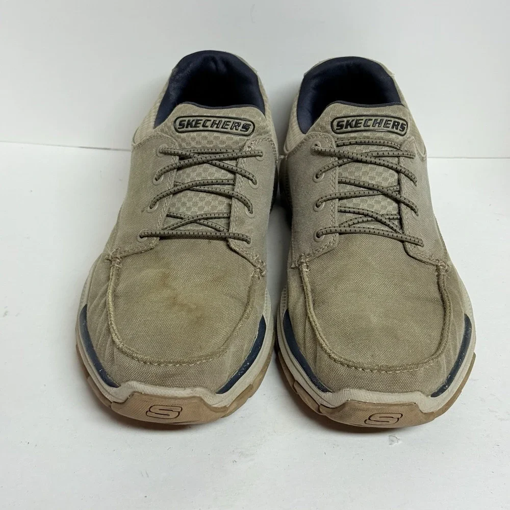 Skechers Respected Loleto Men's Size 9.5 Relaxed Fit Shoes Tan Canvas 204329